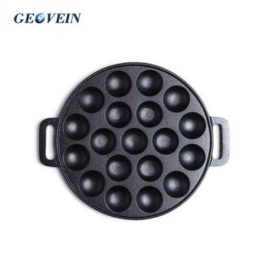 Hot selling kitchen bakeware 19 holes cast iron baking dish poffertjes pan